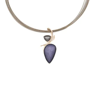 COLLANA FILI ACCIAIO MET.ZAMA BAGNO IN ORO ROSA BALLERINA VIOLA+GRIG