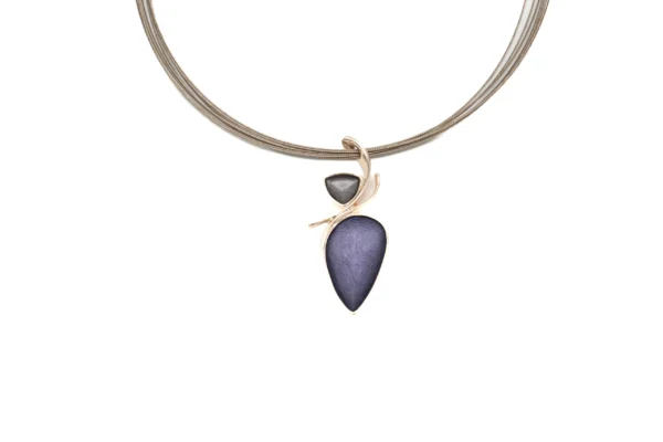 COLLANA FILI ACCIAIO MET.ZAMA BAGNO IN ORO ROSA BALLERINA VIOLA+GRIG