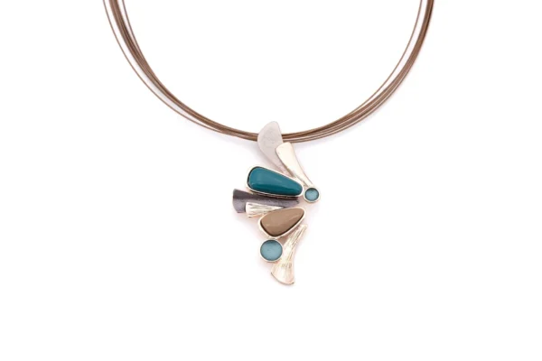 Collana fili acciaio corta zama forme ventaglio