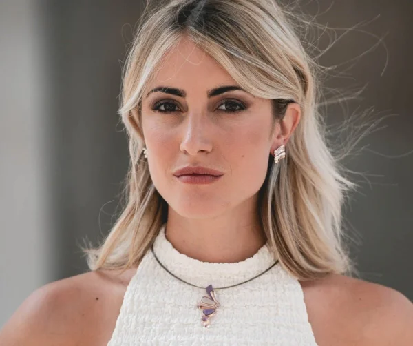 Collana fili acciaio corta zama forme ventaglio