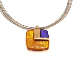 COLL.FILI ACCIAIO QUADRO ZAMA BAGNO ORO ROSA+RESINA MADRE PERLA VIOLA+AR