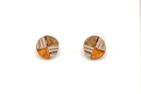 ORECCHINO A LOBO MOSAICO ZAMA BAGNO ORO ROSA+ RESINA MADRE PERLA MAR+ARA