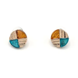 ORECCHINO A LOBO MOSAICO ZAMA BAGNO ORO ROSA+ RESINA MADRE PERLA TUR+ARA