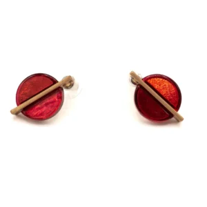 ORECCHINO A LOBO BARRETTA ZAMA BAGNO ORO ROSA RESINA MADRE PERLA ROSSO