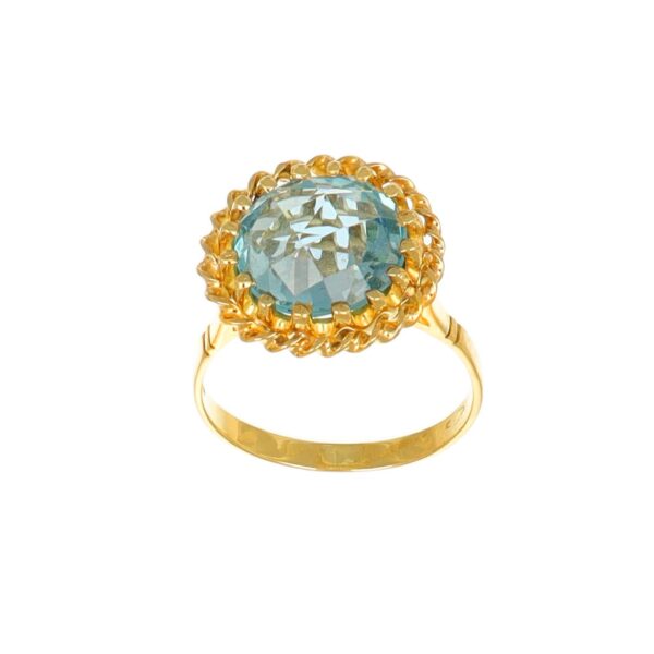 ANELLO ORO GIALLO CON ZIRCONE CELESTE TAGLIO BRIOLE'