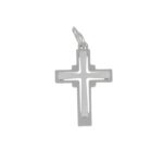 CIONDOLO ORO BIANCO CROCE LUCIDA SATINATA