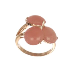 ANELLO ORO ROSA CON QUARZI ROSA CABOCHON