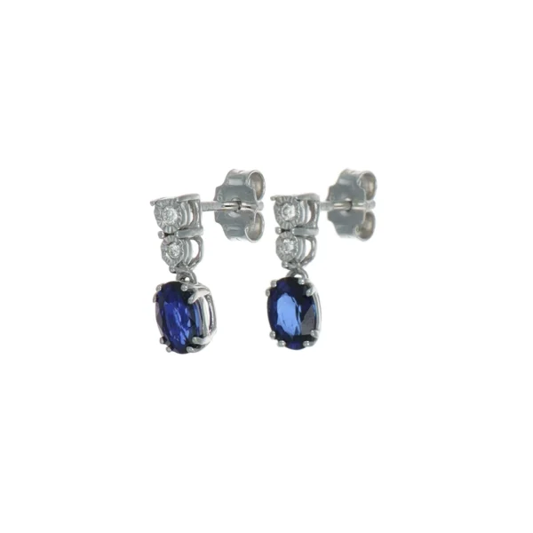 Elli Orecchini In Argento 925 Con Perle D'Acqua Dolce E Zaffiro Artificiale Blu – Gioiello Donna Elegante