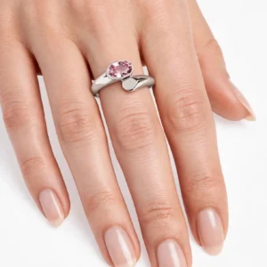 anello oro b 750 con pietra rosa