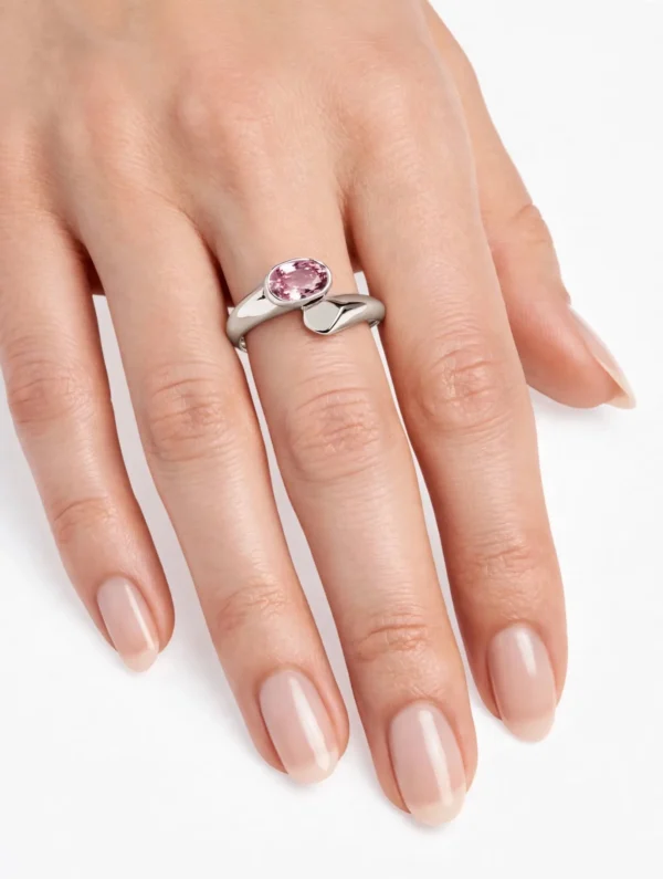 ANELLO ORO B 750 CON PIETRA ROSA