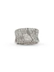 ANELLO ORO BIANCO FASCIA LAVORATA PAVEE DI ZIRCONI