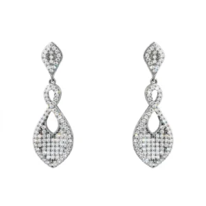 Orecchino oro bianco con pave di zirconi bianchi
