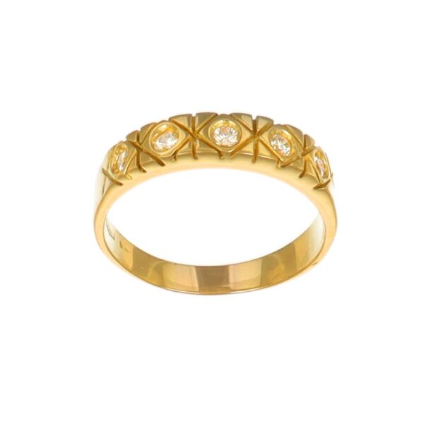 ANELLO ORO GIALLO RIVIERA  CON ZIRCONI  BIANCHI