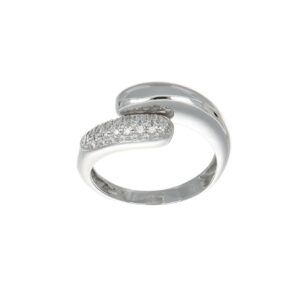 ANELLO ORO BIANCO CON DIAMANTI CONTRARIE KT 0.01X35 GVS1