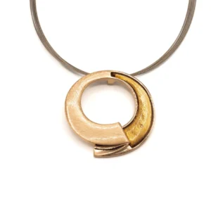 COLL.FILI ACCIAIO CERCHIO ZAMA BAGNO ORO ROSA+RESINA MADRE PERLA MARRONE