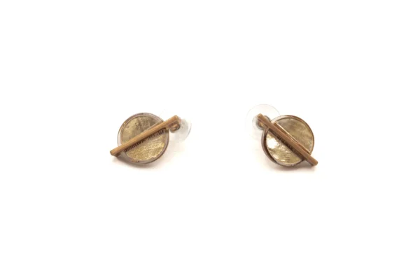 ORECCHINO A LOBO BARRETTA ZAMA BAGNO ORO ROSA RESINA MADRE PERLA MARRONE