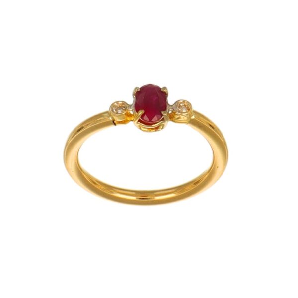 ANELLO ORO GIALLO  CON RUBINI E DIAMANTI TAGLIO OVALE