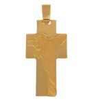 CIONDOLO ORO GIALLO LUCIDO SATINATO CROCE CON GESÙ