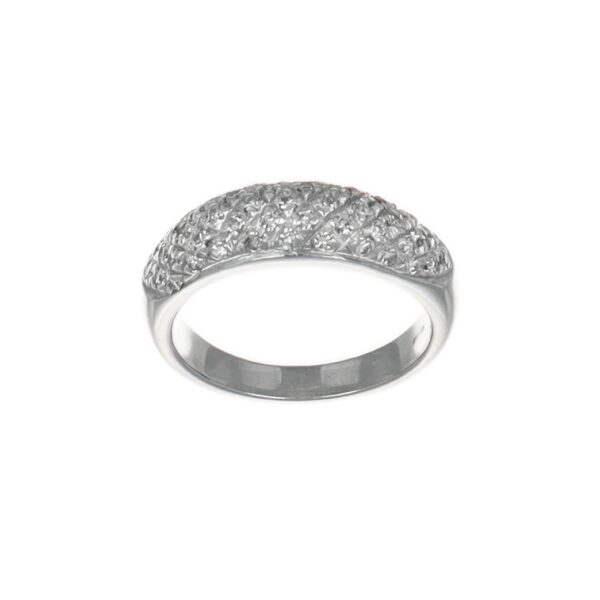 ANELLO ORO BIANCO CON PAVÈ DI DIAMANTI KT 0.01X46