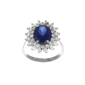 ANELLO ORO BIANCO CON ZIRC BLU