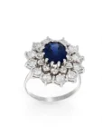 ANELLO ORO BIANCO CON DIAMANTE E ZAFFIRO BLU