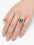 ANELLO ORO BIANCO DAMIANI CON PERLA GRIGIA TAHITI E DIAMANTI KT 0.90 TOT G VS1