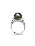 ANELLO ORO BIANCO DAMIANI CON PERLA GRIGIA TAHITI E DIAMANTI KT 0.90 TOT G VS1