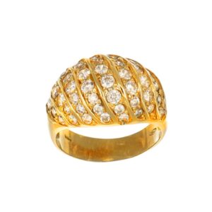 ANELLO ORO GIALLO FASCIA BOMBATA CON ZIRCONI