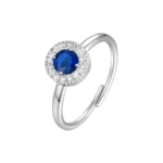 Luca Barra anello regolabile con elemento a zirconi bianco e blu