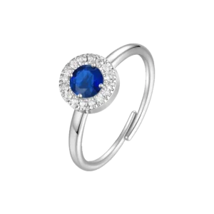 Luca Barra anello regolabile con elemento a zirconi bianco e blu