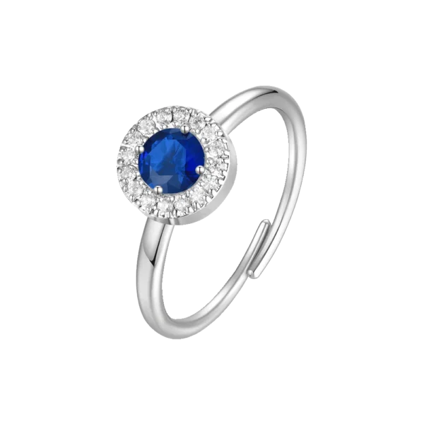 Luca Barra anello regolabile con elemento a zirconi bianco e blu