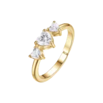 Luca Barra anello regolabile con cuori a zirconi bianchi dorato