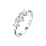 Luca Barra anello regolabile con cuori a zirconi bianchi