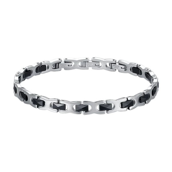 Luca Barra bracciale semirigido con elementi a ceramica nera