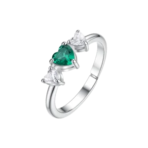 Luca Barra anello regolabile con cuori a zirconi bianco/verde