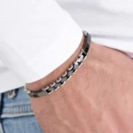Luca Barra bracciale semirigido con ceramica nera