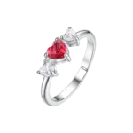 Luca Barra anello regolabile con cuori a zirconi bianchi e rossi