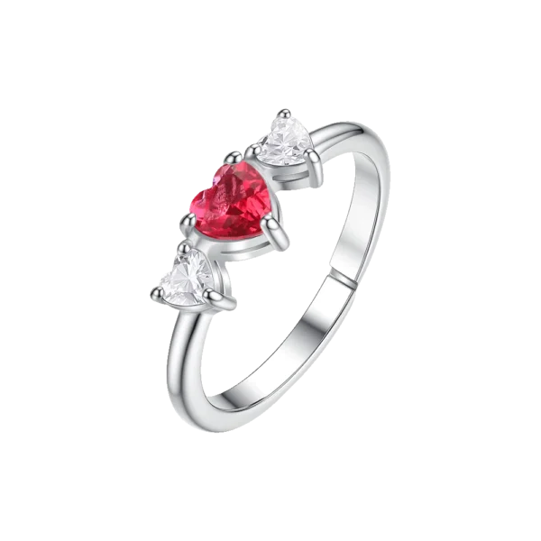 Luca Barra anello regolabile con cuori a zirconi bianchi e rossi