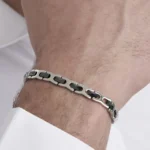 Luca Barra bracciale semirigido con elementi a ceramica nera
