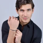 Luca Barra bracciale semirigido con agata nera