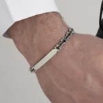 Luca Barra bracciale semirigido con elementi a ceramica nera