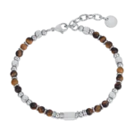 Luca Barra bracciale semirigido con occhio di tigre marrone