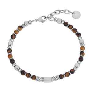 Luca Barra bracciale semirigido con occhio di tigre marrone
