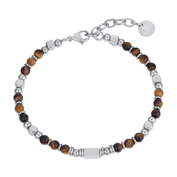Luca Barra bracciale semirigido con occhio di tigre marrone
