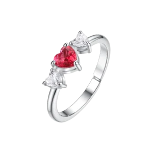 Luca Barra anello regolabile con cuori a zirconi bianco e rosso