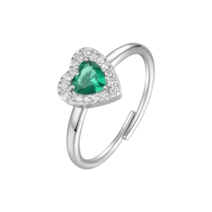 Luca Barra anello regolabile con cuore a zirconi bianco/verde