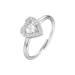 Luca Barra anello regolabile con cuore a zirconi bianchi