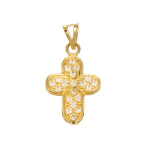 CIONDOLO ORO GIALLO CROCE CON ZIRCONI