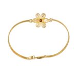 BRACCIALE ORO GIALLO RIGIDO CON FIORE CENTRALE CON ZIRCONI B E ROSSI