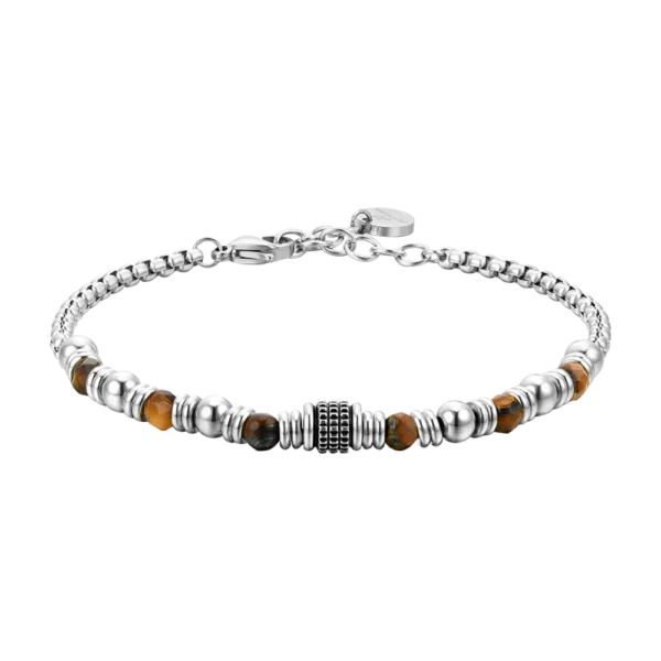 Luca Barra bracciale catena con pietre occhioditigre